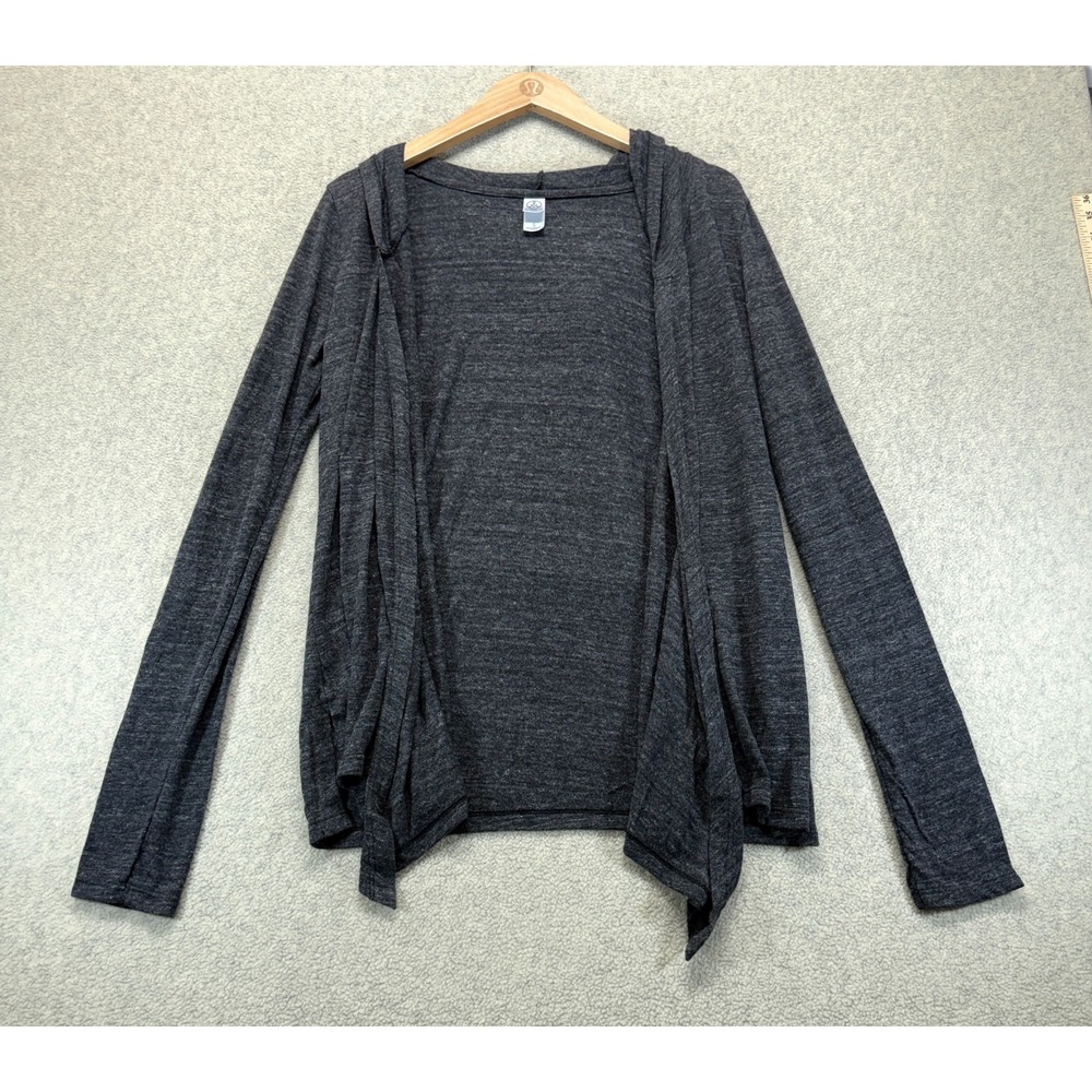 Alternative Womens Drape Open Hooded Cardigan Heather Dark Gray Long Sleeve S